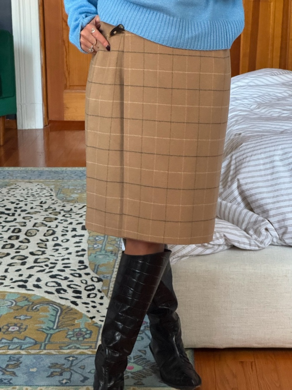 Talbots 100% wool checked skirt